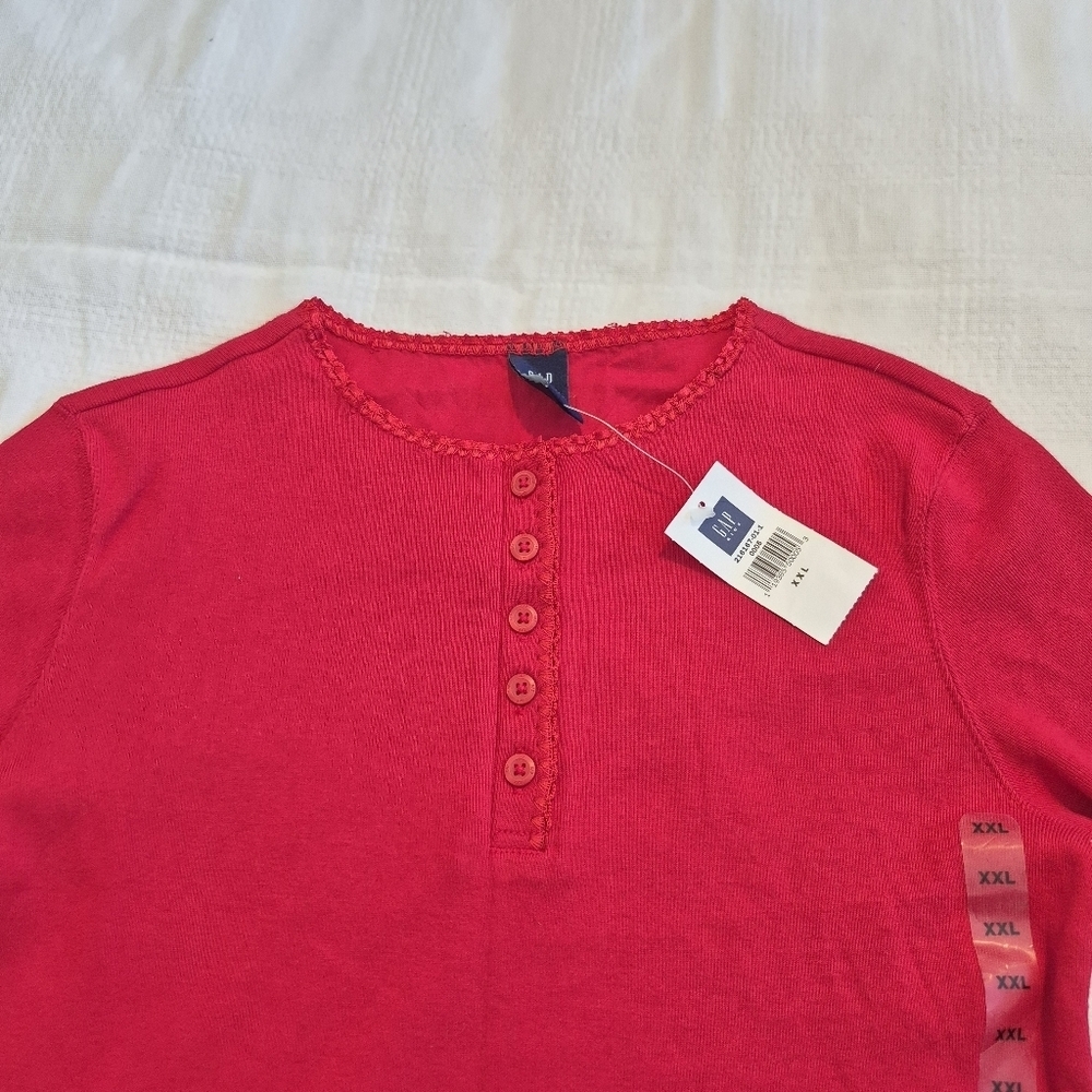 Gap girls XXL red long sleeve henly shirt NWT - Picture 2 of 5